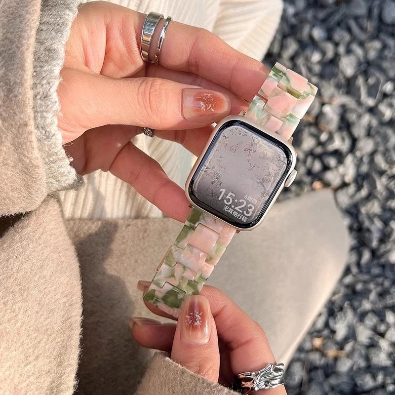 Women Resin Strap for Apple Watch Series 11 10 9 7 8 41mm 45mm 42 46mm Band 6 Se 40 44mm Loop for Iwatch Ultra 3 2 49mm Bracelet