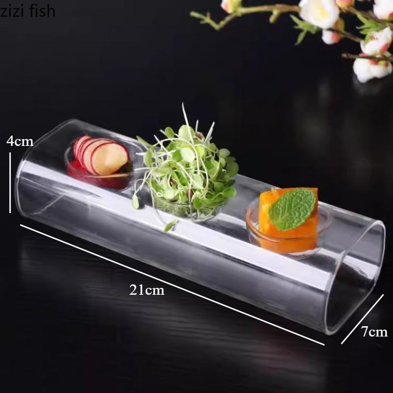 

Transparent Glass Plates Cold Dish 3-grid Snack Bowl Dim Sum Dish Sashimi Plate Dessert Plate Sushi Plates Cake Stand Fruit Dish