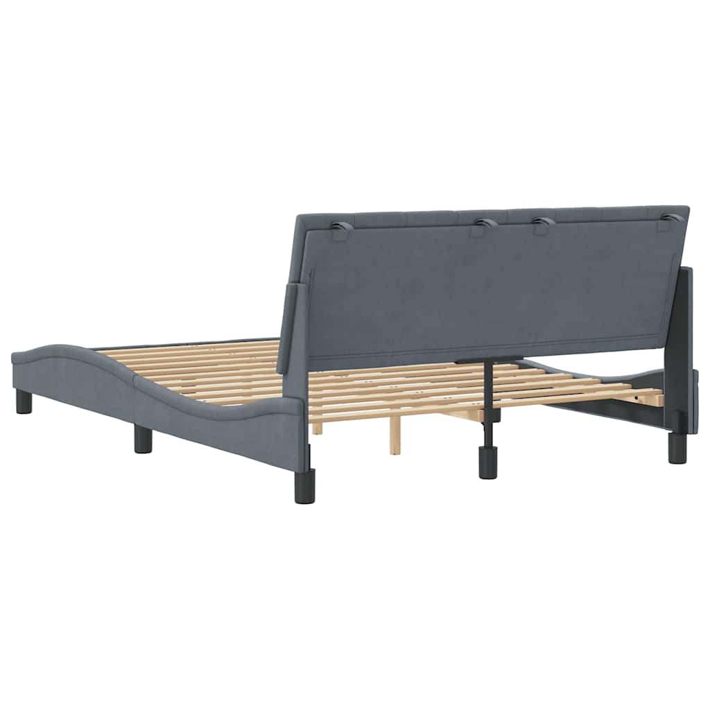 Bed Frame without Mattress Hanko Dark Grey 140 x 190 cm Velvet