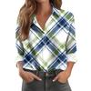 Women's Casual Fashion Plaid Print Half-Open Collar Long Sleeve Shirt