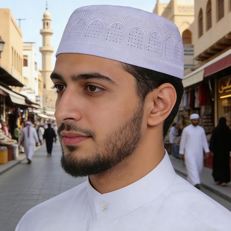 Lightweight Breathable Polyester Embroidered Hat Stylish Muslims Headwear Perfect For Outdoor Activities And Travel