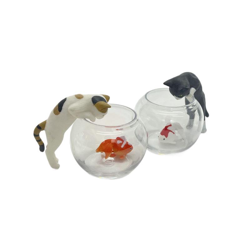 Greedy Cat Goldfish Micro Landscape Cup Figure