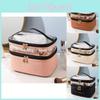 Fashionable Ins Style Dual Layer Solid Color Pu Cosmetic Bag Waterproof Travel Pouch