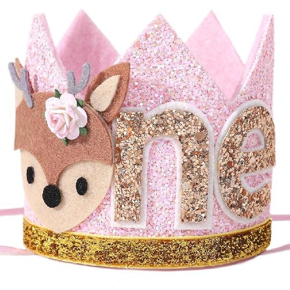 Winter Onederland Deer 1st Birthday Hat - Christmas Reindeer Birthday Crown, Miss OneDeerful First Birthday Decor