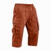 Men's Cargo Work Pants Drawstring Waist Multi Pocket Casual Capri Pants Three Quarter Length Durable Fabric Relaxed Fit