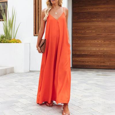Damen Einfarbig Sexy Träger Jumpsuit - Sommer 2025 Lässiger Weitbein-Romper mit Taschen, Neuheit