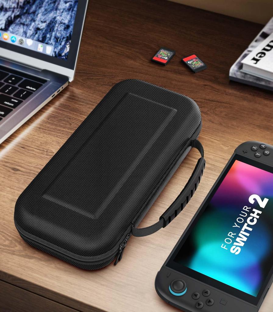 MoKo Switch 2 2nd Generation Protective Carrying Storage Oxford Fabric with EVA Holds 20 Soft and Other Small Full Large Precision Fixed Easy to Black