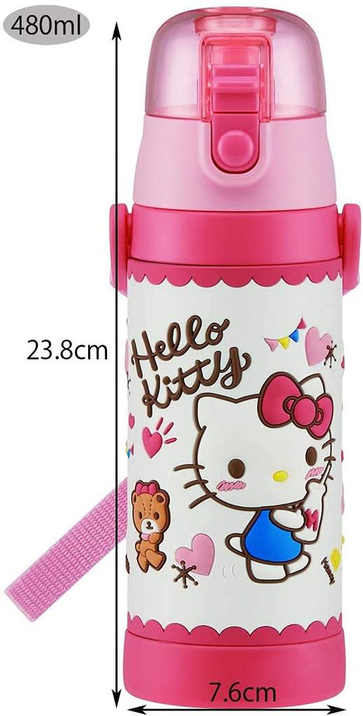 Skater Stainless Steel Water Direct Snack Lightweight For Cold Storage Sanrio 3D Print Water Sports Water Bottle Children's Bottle, Drinking, 480ml,