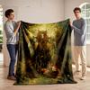 A Mystical Tree-like Figure with Foxes In a Glowing Forest Setting. for All Seasons Blanket Lunch Break Throw Gift