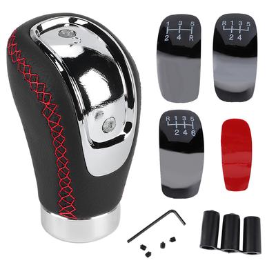 Universele Auto Versnellingspookknop Stick Kop Schakelpook Hendel Handbal Leder Universeel voor AutoRood