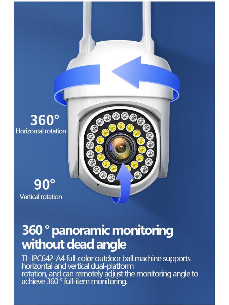 HD Wireless WiFi Smart Surveillance Camera: 360° Rotating, Night Vision, Indoor/Outdoor, Full-Color Panoramic View