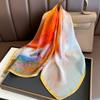 Oil Painting Yellow White Rose Silk Medium And Small Square Scarf Mulberry Silk Silk Scarf Spring And Autumn Scarf Scarf Women'S