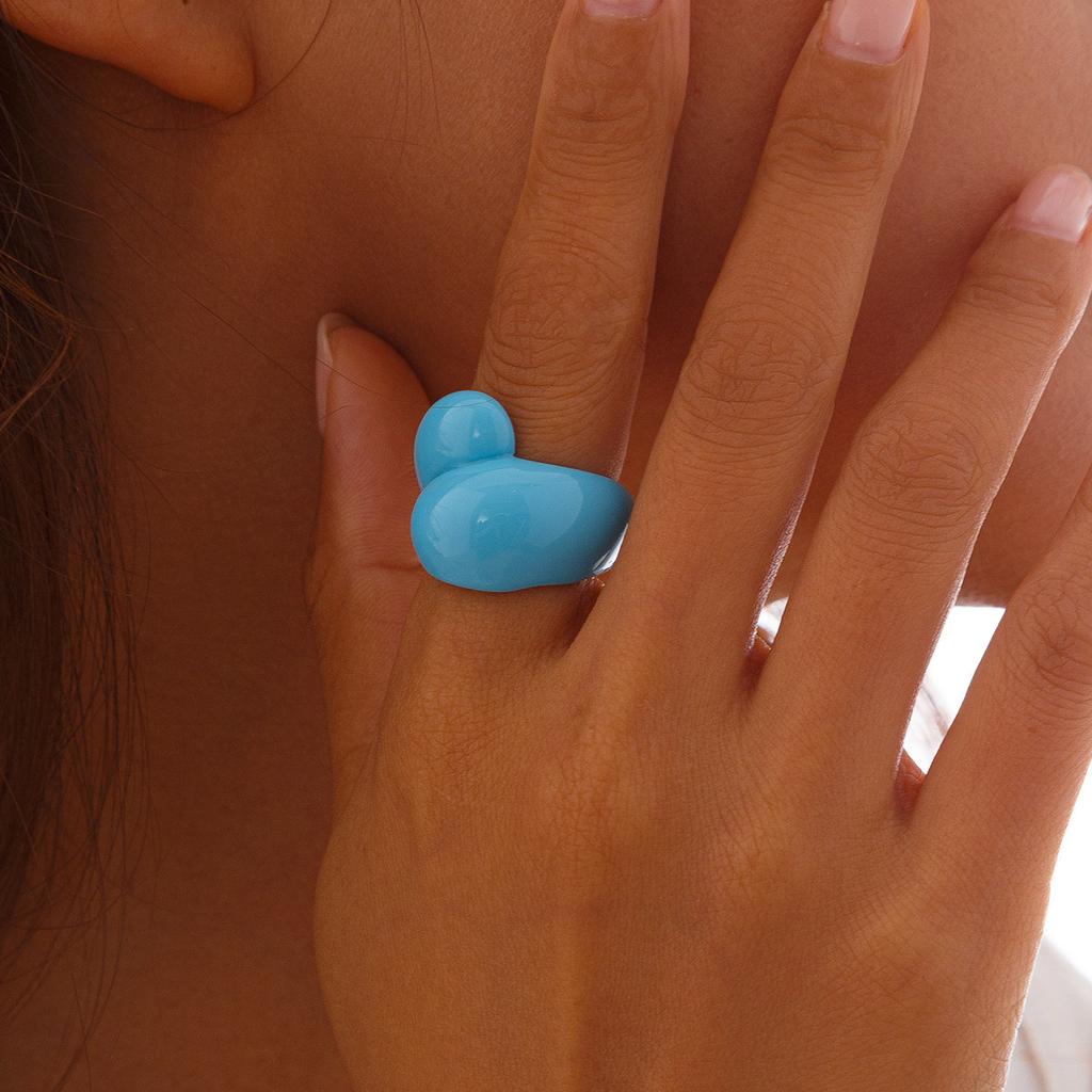 ins design color translucent water drop hug ring, simple geometric ring jewelry