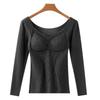 Women's Double-Sided German Velvet Thermal Top: Seamless, Thickened, Self-Heating, Chest-Padded, Warm Long-Sleeve Shirt for Autumn