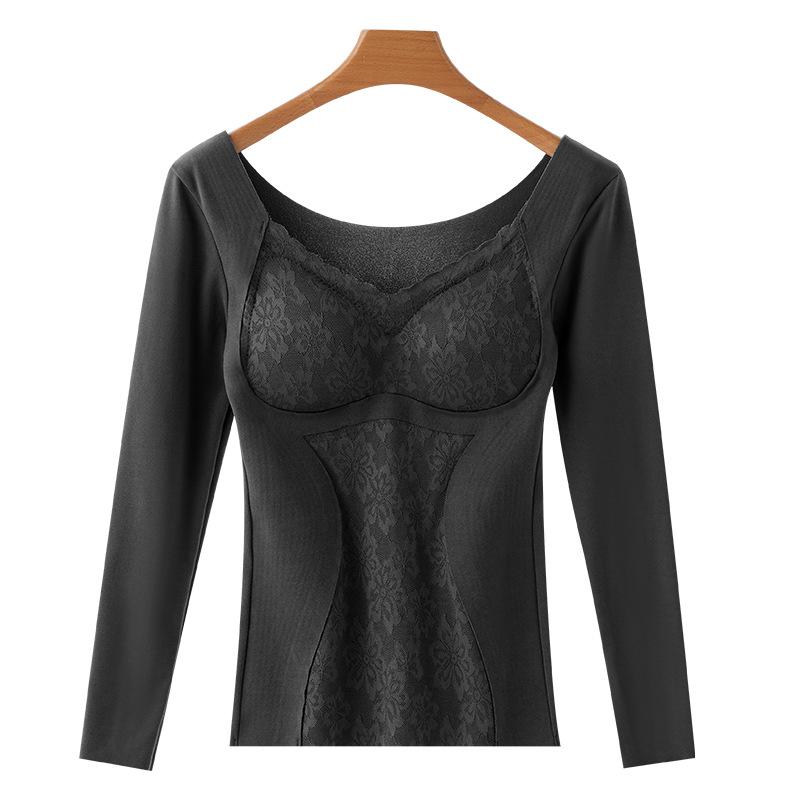 Women's Double-Sided German Velvet Thermal Top: Seamless, Thickened, Self-Heating, Chest-Padded, Warm Long-Sleeve Shirt for Autumn