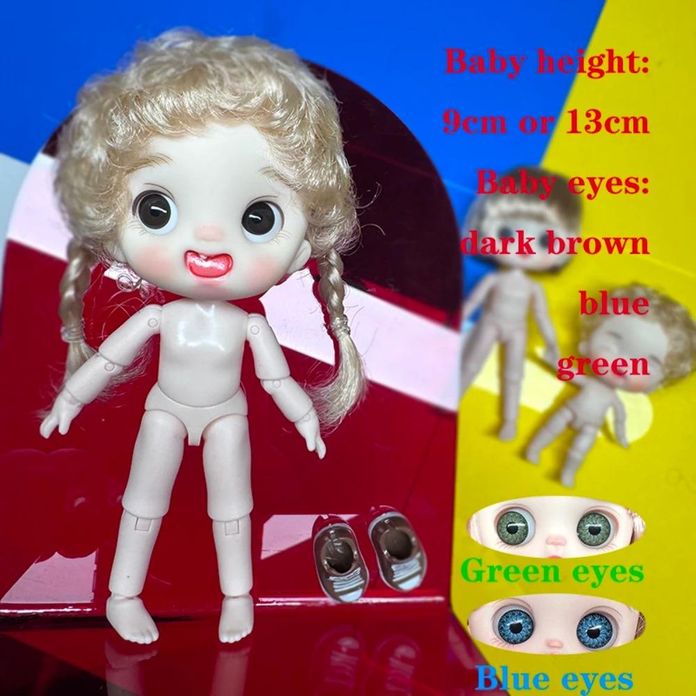 Cute Mini bjd Doll Girl Boy Bald head Ob11 1/12 Naked DIY Toys Handmede Dolls full Body Green Blue eyes Art Doll Accessories Art