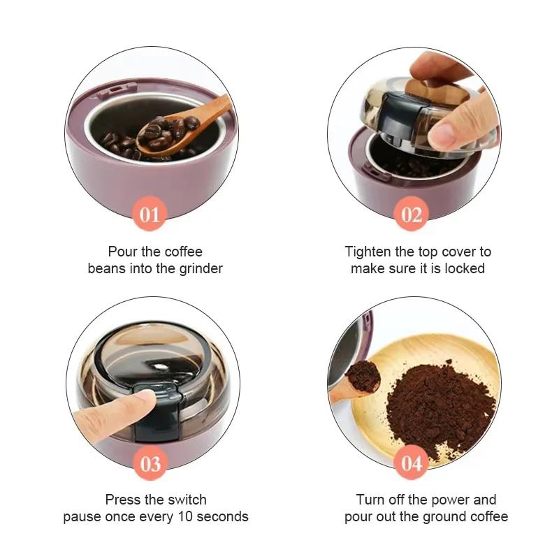 Electric Coffee Grinder Stainless Steel Nuts Beans Grains Mill Herbs Grinding Machine Multifunctional Coffee Bean Grinding Home