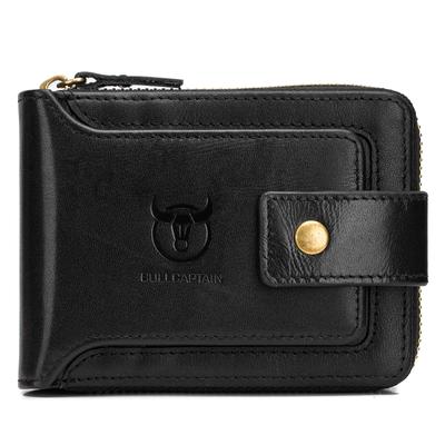 Leather Bifold Zipper Wallet for Men Travel Purse Pouch Gift