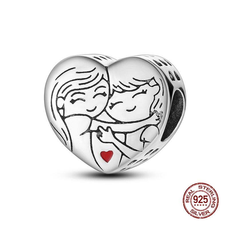 

Original Charm Copper Heart-Shaped Pink Zirconium Charms Beads Fit 3Mm Original Bracelet For Women Diy Fine Jewelry Gift 3mm