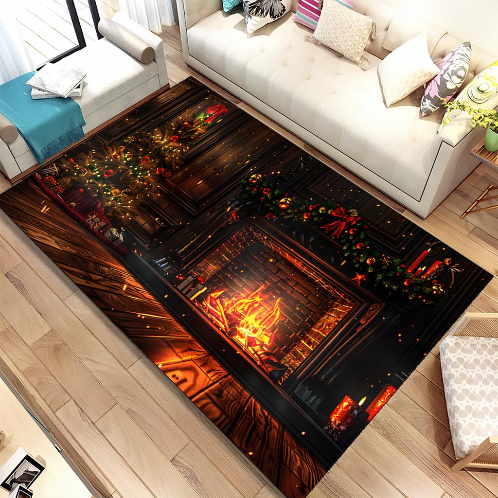 Fofo Pai Natal Árvore de Natal Feliz Desenho Animado Festival Tapete de Presente para Sala de Estar Quarto Casa Decoração de Sofá, Antiderrapante