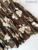 Camellia Retro 2024 Summer Pleated Skirt: Hong Kong Style, Hip-Slimming, Wide Hem Casual Print Design