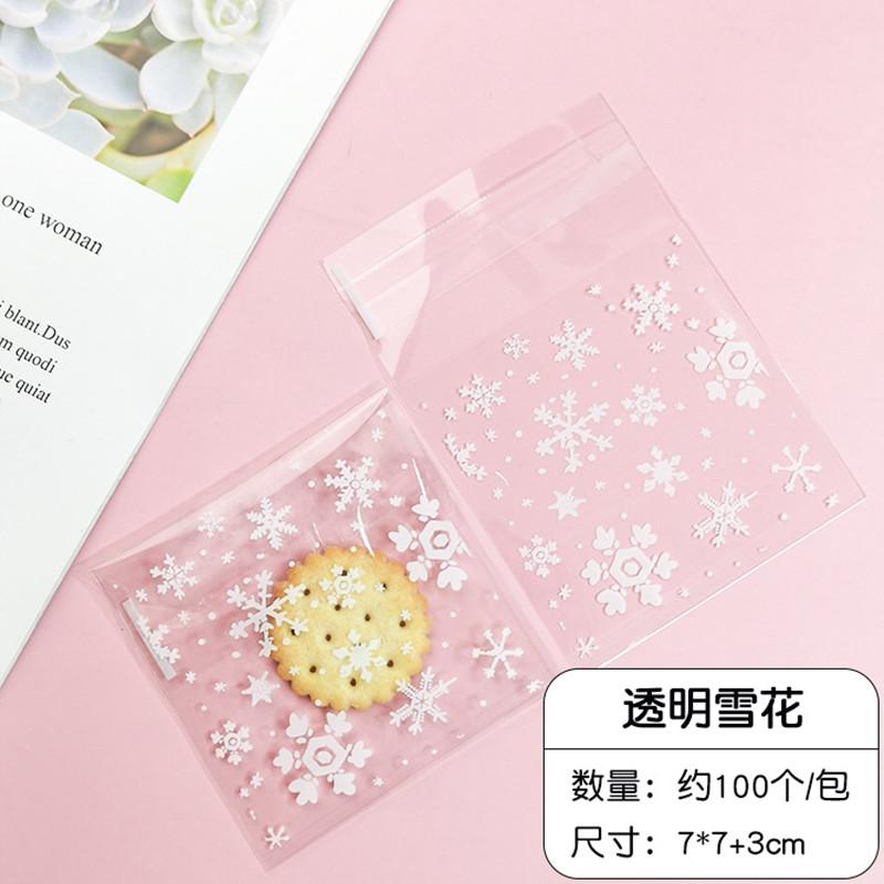 100 Pcs 7x7+3cm Plastic Cartoon Self-Adhesive Bag Bakery Packaging Cookie Snack Candy Bags For Wedding Party Gift