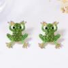 Personality Trend Creative Design Sense Alloy Diamond Green Animal Frog Earrings Exquisite Versatile Women