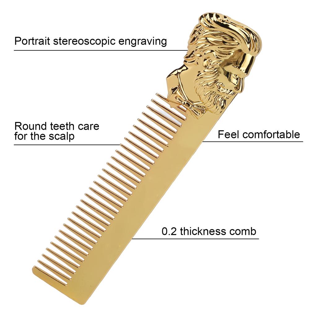 Pettine per Capelli e Barba in Lega di Zinco Portatile Incisione Tridimensionale Vintage per Salone di Bellezza Casa