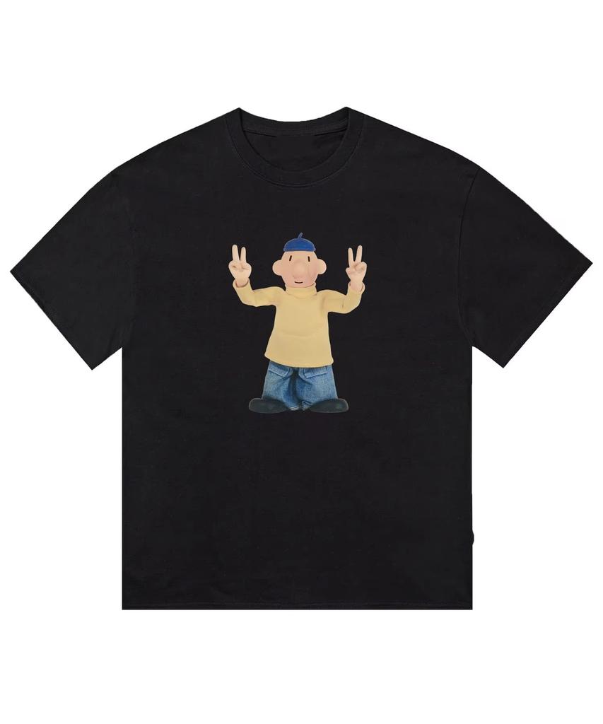 2026 Relaxing For Fun Cartoon Character Print Pattern Fashion Short Sleeve Crew Neck Casual Loose Street Wear Sports TShirt