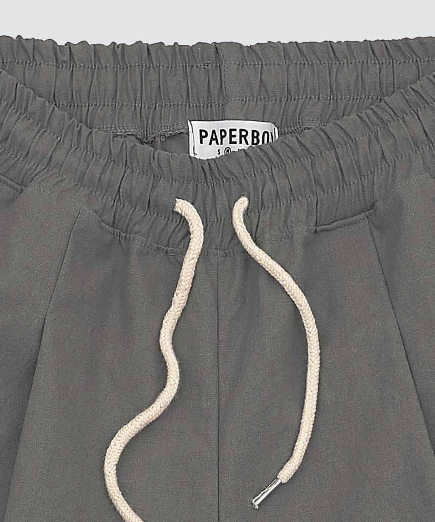 PAPERBOY Linen Bio Pintuck Half Pants - Khaki Brown
