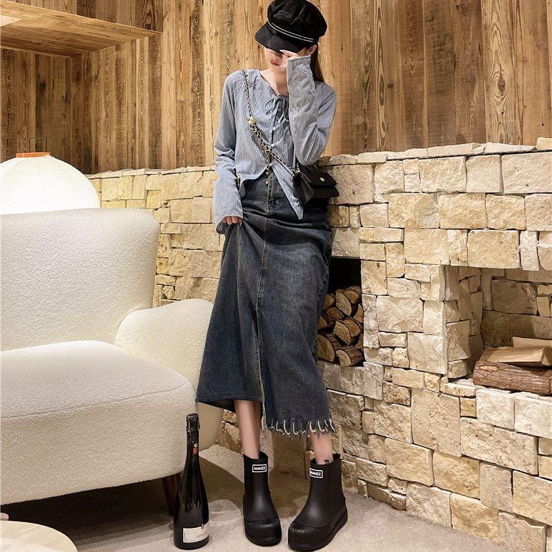 Fashion rain shoes women's inner height increase waterproof shoes fashion outer wear rubber shoes short rain boots women's adult water boots