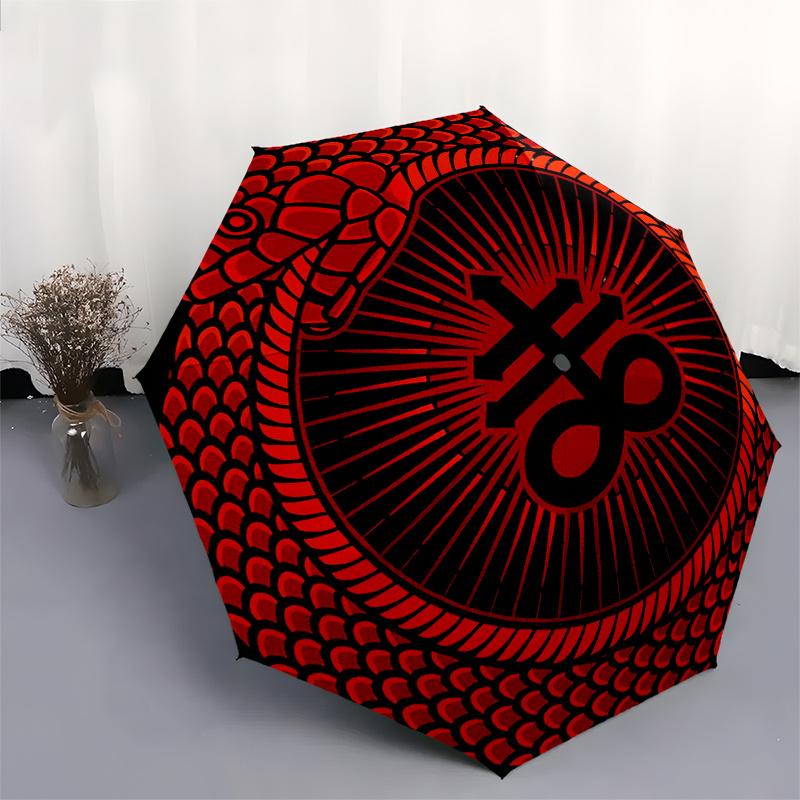 Red Serpent Circle Symbol Wall HangingUmbrella, Portable 3-Fold Umbrella for Men & Women,Christmas Gift ES357