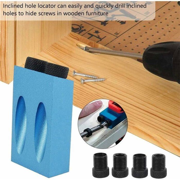 Kit de gabarit de trou de poche 14 pièces - Angle de localisation de poinon à 15° Outil de travail du bois Trou de vis Positi
