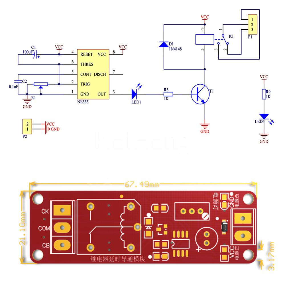 DC 5V 12V Time Delay Relay NE555 Time Relay Shield Timing Relay Timer Control Switch Car Relays Pulse Generation Duty Cycle