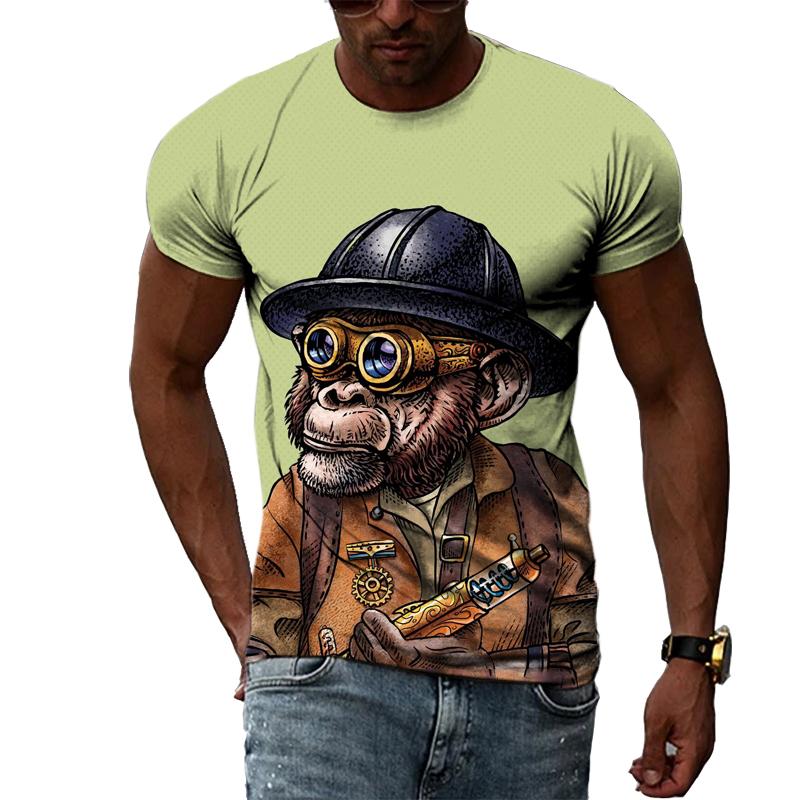 Sommar Trendiga män Funny Monkey grafiska t-shirts Mode Smak Casual Personlighet Tryckt T-shirt Hip Hop street style T-shirts Topp