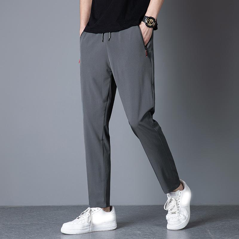 Men's Casual Pants Stretch Elastic Waist Jogger Korean Classic Blue Black Gray Male Brand Trousers Plus Size