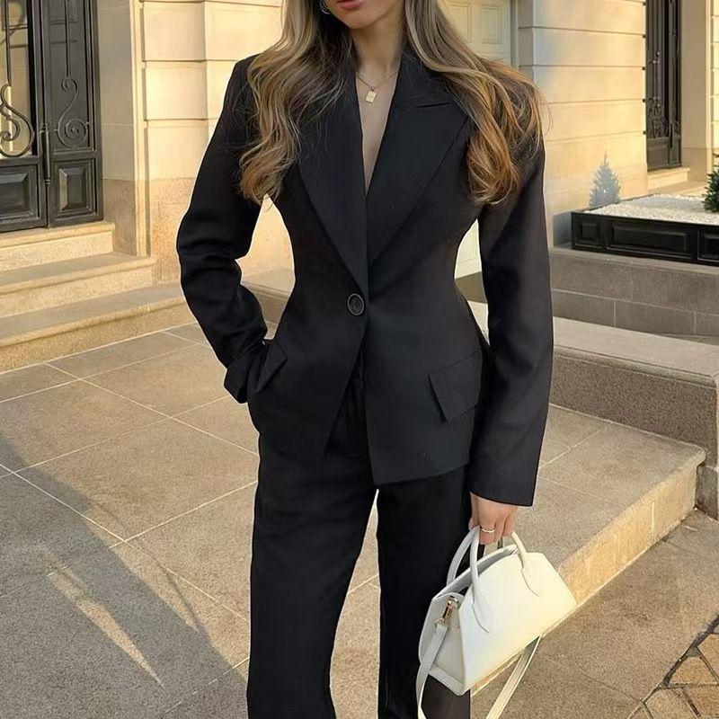 Western Style New Fashion Blazers Pants Two-Piece Suit Jacket Long Pants Set