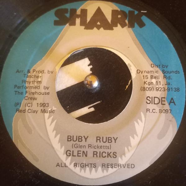 

7-дюймовая пластинка GLEN RICKS Buby Ruby RC8097 Shark 1993 Ямайка Регги Ска Даб Б/у