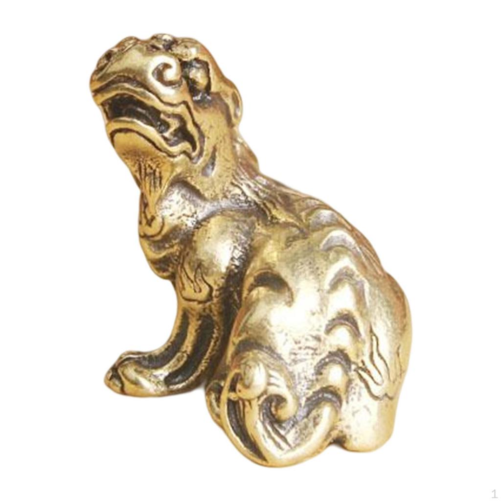 Antique Brass Kylin Figurine, Miniature Sculpture for Elegant Interior Design