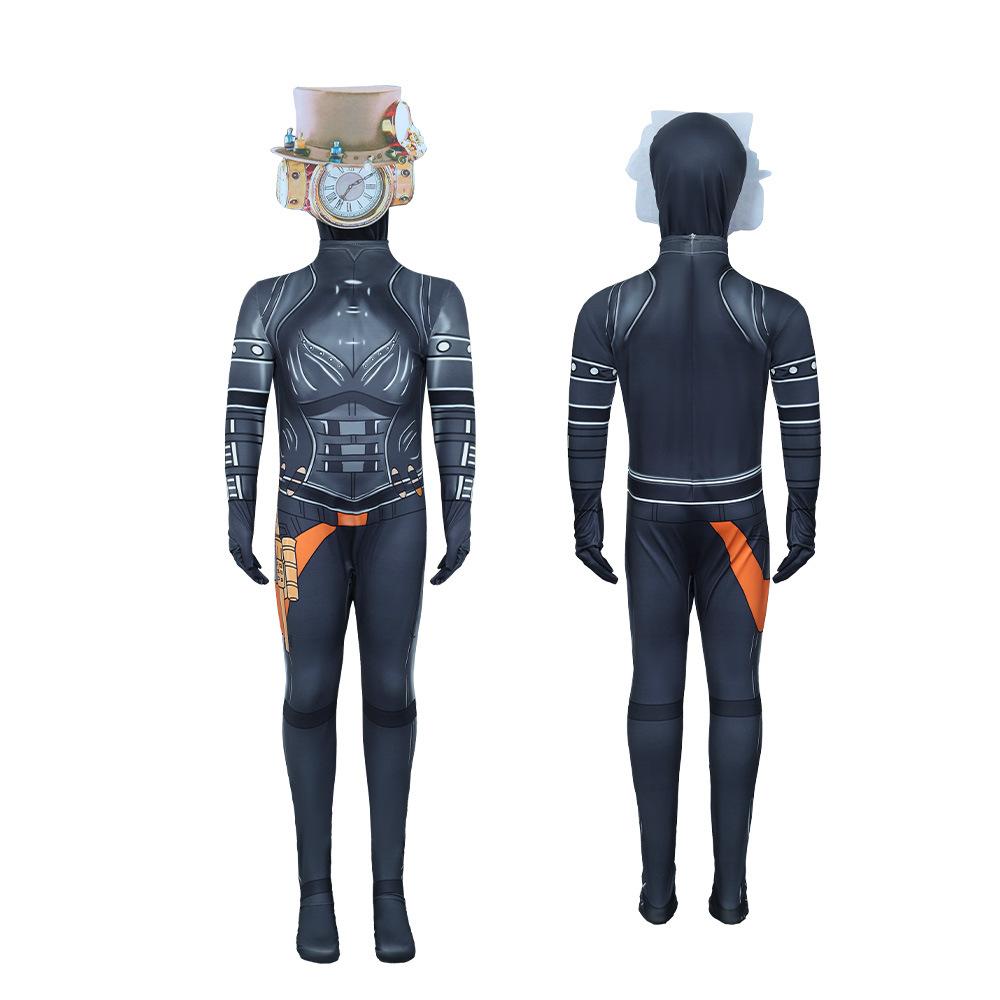 Halloween Skibidi5 Strumpfhose Cosplay Kostüm Einteiler Kinder Cosplay Kostüm Monitor Mann gegen Toilettenmann