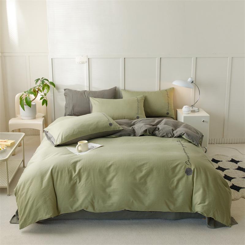 

Небольшой свежий комплект из четырех предметов из чистого хлопка, комплект из саржи из чистого хлопка с принтом, одинарное и двойное пододеяльник, простыня, подушка, комплект из трех предметов Quilt cover 150*200cm