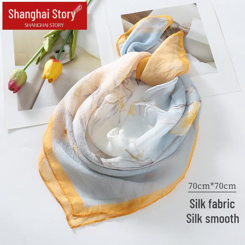 Shanghai Story 100% Mulberry Silk Small Square Scarf