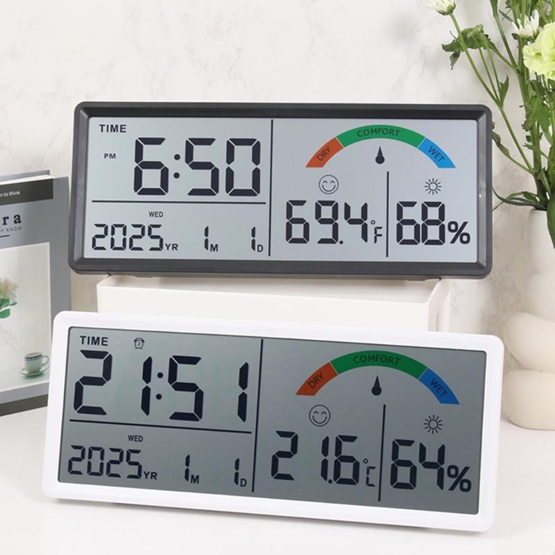 Multifunctional Electronic Clock Indoor Temperature Monitor Easy Setups Battery Operated with 2 Alarm and Snooze Feature