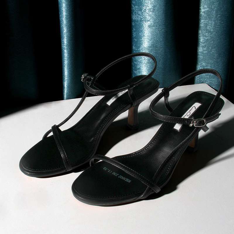 ins stiletto sandals women 2025 summer new one-word strap stiletto fairy style high heels open-toed Muse sandals