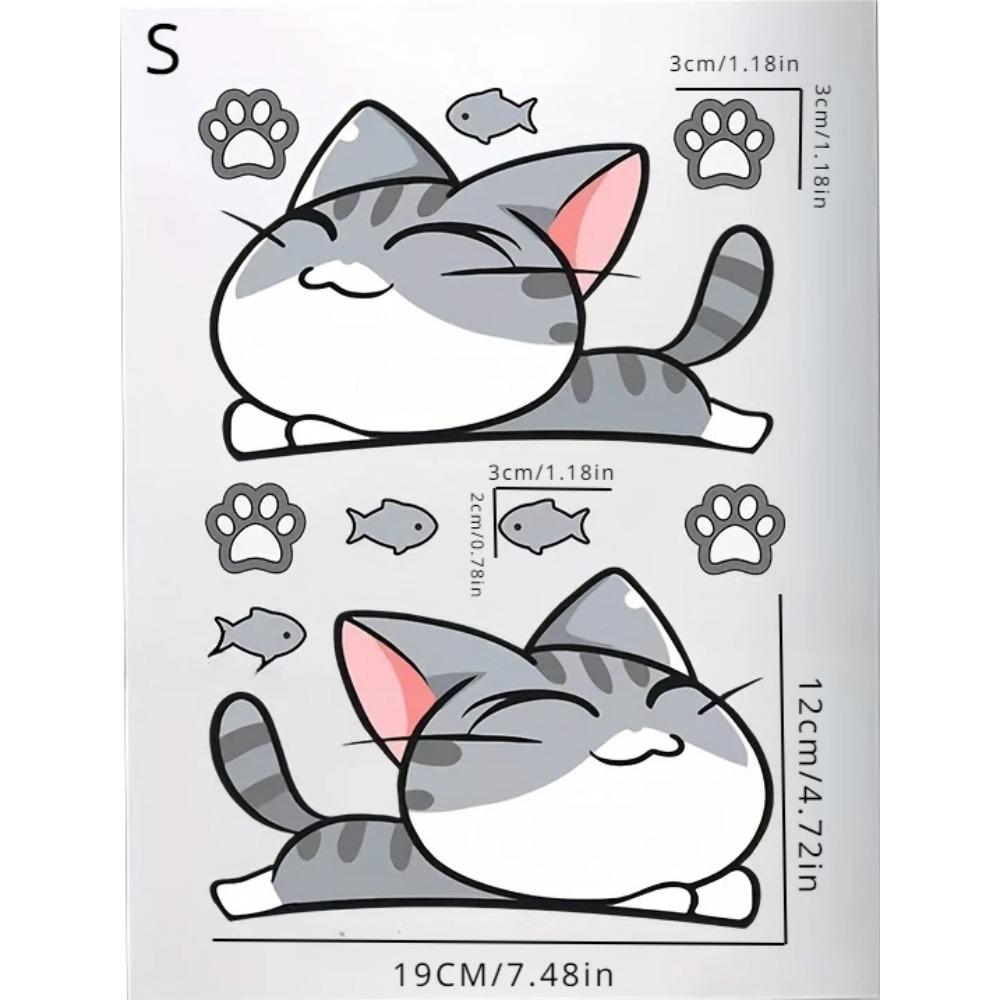 10pcs Cat Fish Car Stickers Auto Wheel Brow Bumper Sticker Scratches Cover Body Decoration Decals Motorcycle Waterproof Decals
