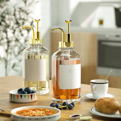 2 szt. 17 uncji dozownik syropu kawowego przezroczyste szkło syropu butelka z pompką akcesoria do kawiarni dozownik szamponu dla domowego hotelu restauracja