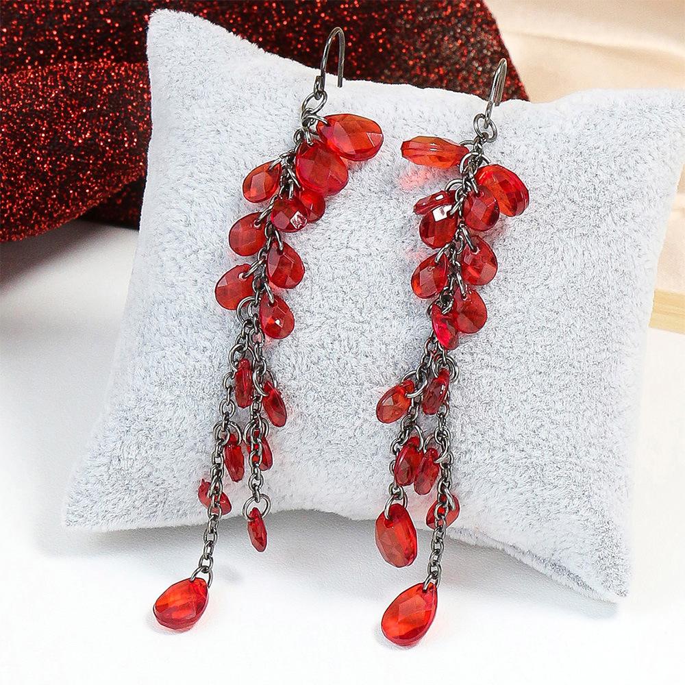 Bohemian Red Earrings Celebrate Retro Tassel Earrings Colorful Dripping Oil Style Earrings