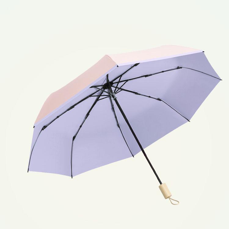 Custom Logo Folding Sun and Rain Dual-Use Umbrella with Colored Rubber Sun Protection
