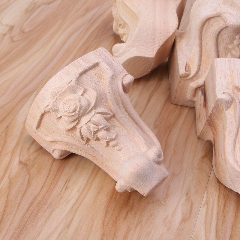 4 Pcs Table Legs, Sofa Beds, Carved Wooden Furniture, Replaceable Fittings, Durable Load-bearing Capacity
