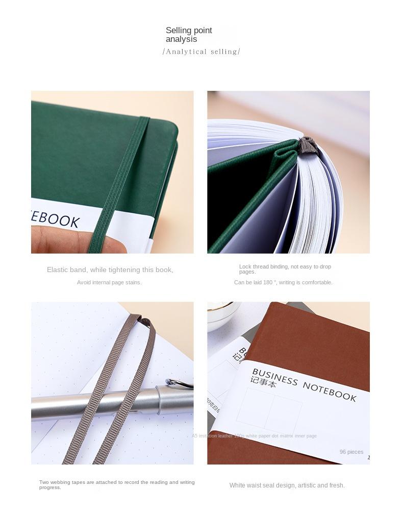Custom Size A5 Business Planner Soft Leather Cover A5 Dotted Grid Diary Writing Notebook Custom logo